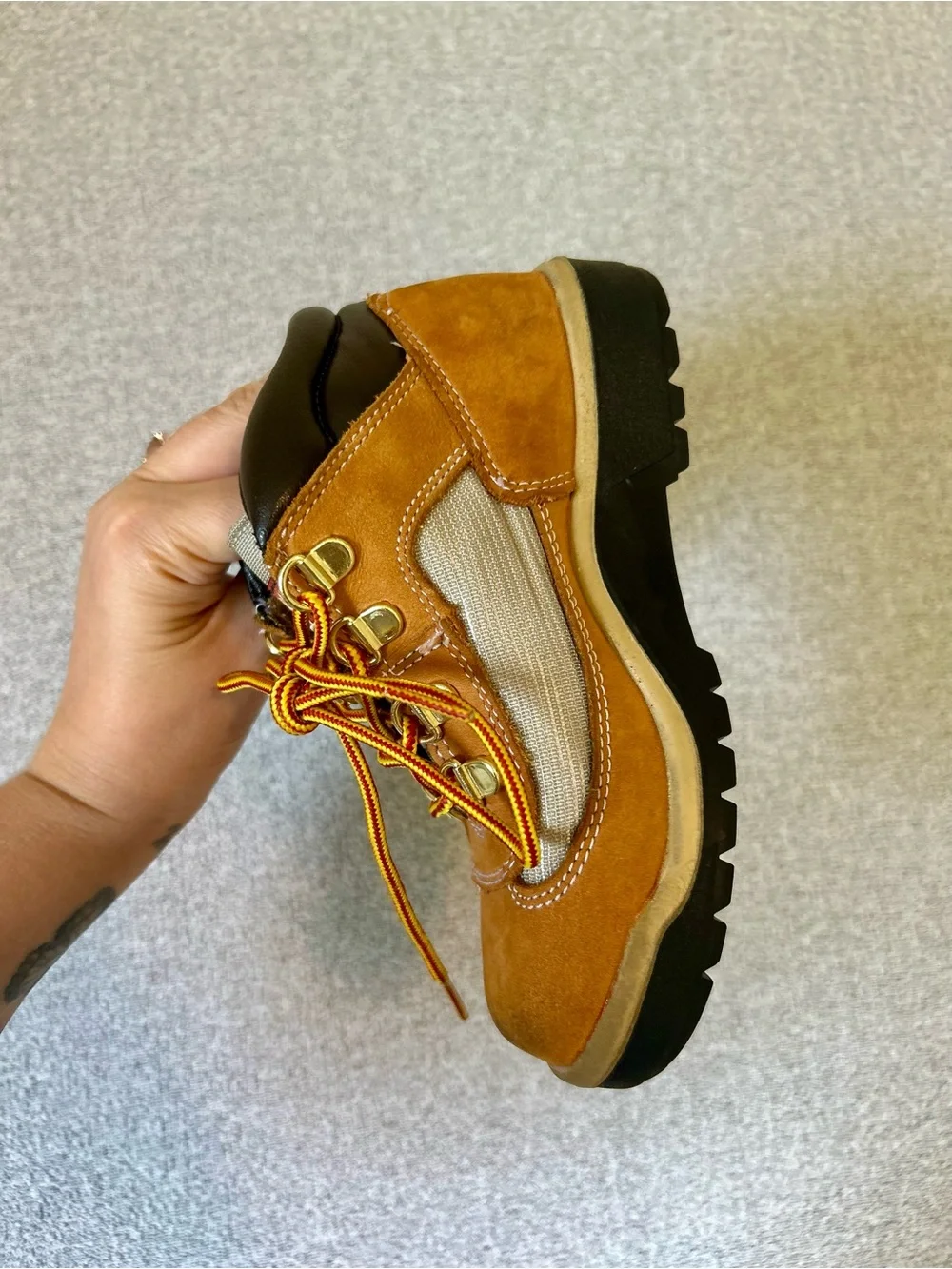 Timberland Kids Field Boots Wheat Nubuck Brown Leather Size 13 Youth